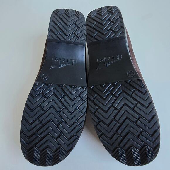 Dansko Suede Clogs Size EU38 US 7.5-8 Brown Leather Floral Embroidery Platform - Picture 12 of 14